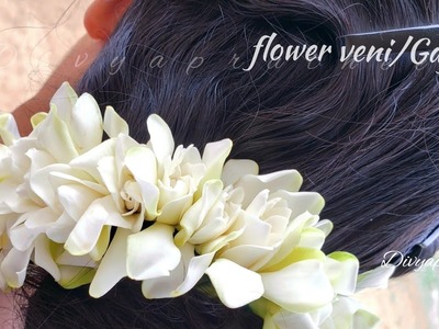 Beautiful flower veni.Gajra.DIY FLOWER GARLAND.pelli poola jada.Bridal Hair Gajra.parijatham flower