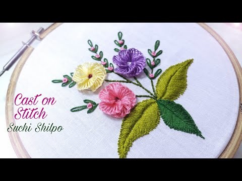 Cast On Stitch Flower Embroidery | 3D Flower Hand Embroidery #6
