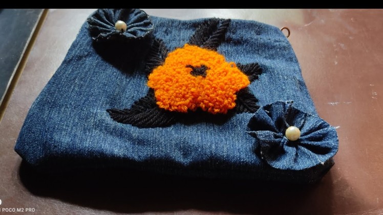 Convert old jeans into a beautiful handbeg.handcraft.DIY bag from old jeans#jeanscraft#handbag