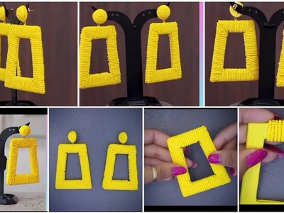 Cute fancy yellow colour earrings!!. . Daily wear& party wear DIy earrings making at home