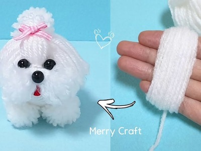 Cutest Dog Making Idea with Yarn - DIY Pom Pom Dog - How to make cute dogs - Woolen Doll Crafts