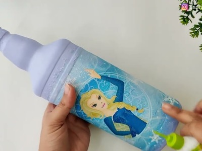 DIY Bottle Art | Elsa Disney Frozen Character On Glass Bottle