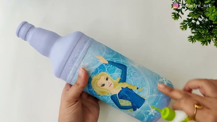 DIY Bottle Art | Elsa Disney Frozen Character On Glass Bottle