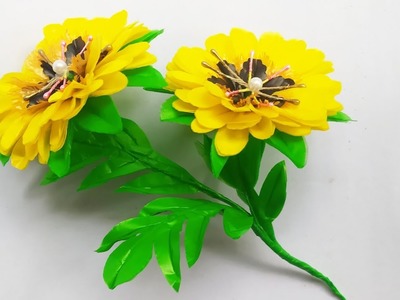 DIY bunga hias dari plastik kresek TANPA SETRIKA | Flower crafts from plastic bag without ironing
