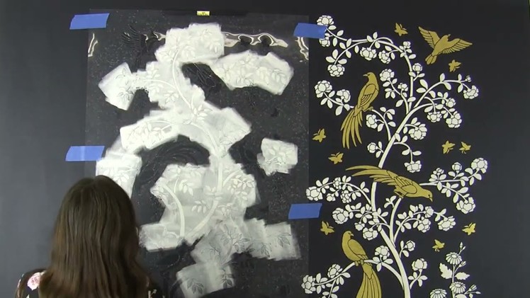 DIY Chinoiserie Stencil Tutorial with Cutting Edge Stencils Birds and Roses Chinoiserie Stencil