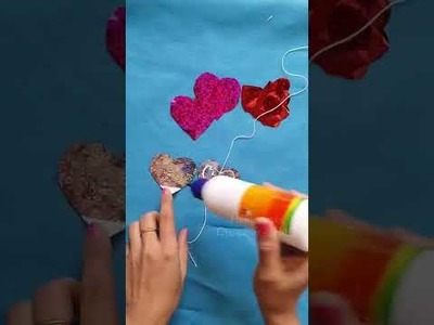 DIY Gift Paper wall Hanging.craft. Heart Shape Wall decor for valentine's day #shorts #youtubeshorts