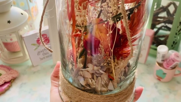 DIY- Home Decor - Glass Jar w. dried flowers