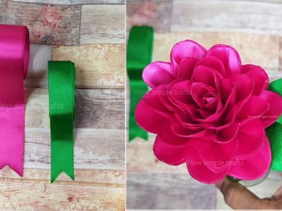DIY Satin Ribbon flowers|Flower making|How to make Ribbon Crafts|Ribbon Decoration Idea|Satin Ribbon