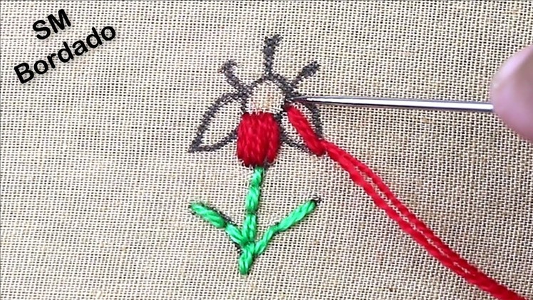 Easy flower embroidery video, exclusive hand embroidery flower, embroidered flowers for beginners