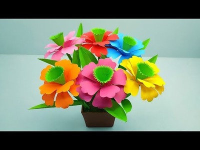 Easy Paper Flower Making For Home Decor | Paper Crafts Ideas | DIY Paper Flowers