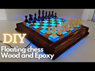 Floating Chess from Wood and Epoxy Resin with LED
