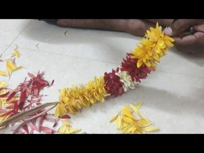 Gerbera flower jadai for wedding. jadai veni stringing method. how to tie flowers step by step