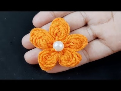 Hand Embroidery Amazing Trick - Easy Woolen Flower Making Ideas #Shorts
