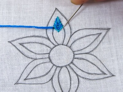 Hand embroidery beautiful flower design with easy needle work tutorial