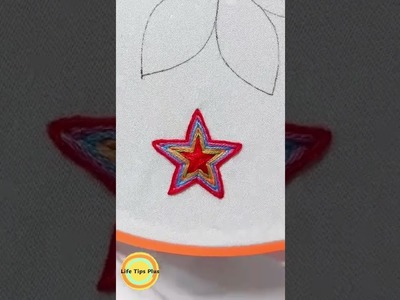 Hand Embroidery: Colorful star.Amazing Embroidery Stitches For Beginners.Guide to Sewing. #shorts