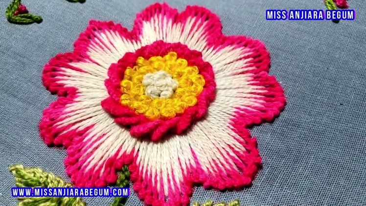 Hand Embroidery Cute Flower Design,  Shade Embroidery Design for Beginners, Beautiful Flower