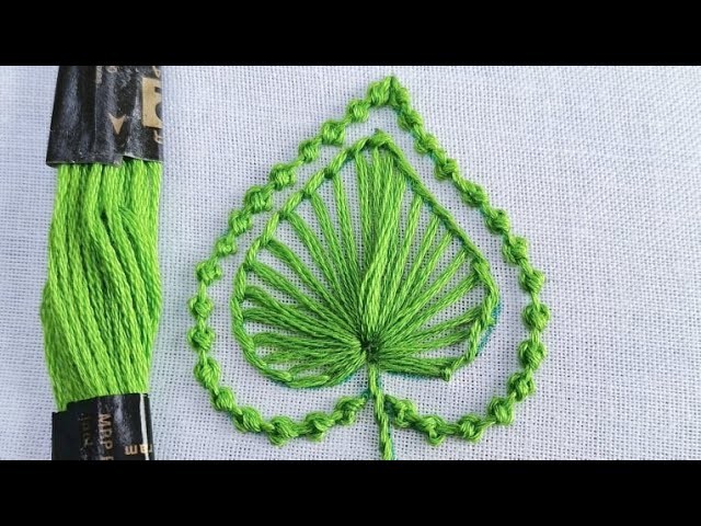 Hand Embroidery,Leaf Embroidery,Easy Leaf Stitch Tutorial,Buttonhole With Palestrina Leaf Stitch
