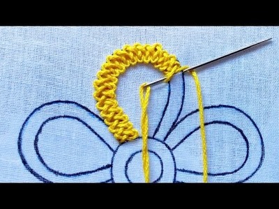 Hand embroidery new braid stitch flower design for beginners