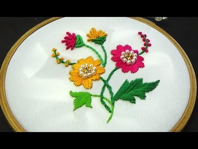 Hand Embroidery | Romanian Stitch Flower Embroidery | Basic Embroidery Stitches | Bordado Fantasía