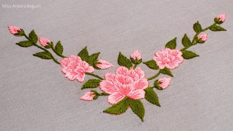 Hand Embroidery Table Cloth Corner Design, Pillow Cover Corner Design Tutorial-574