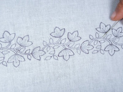 Hand Embroidery, Very Amazing Border Embroidery Design, Easy Borderline Embroidery  Stitch for Dress