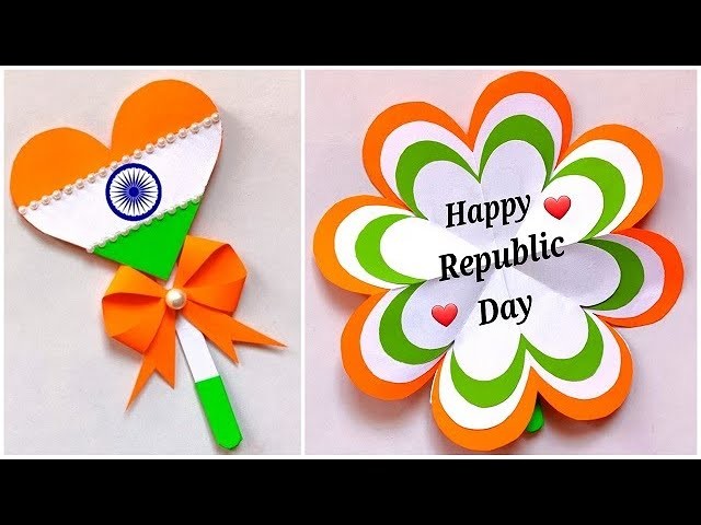 Handmade Republic day greeting card. How to make Republic day card 2022. Republic day card ideas