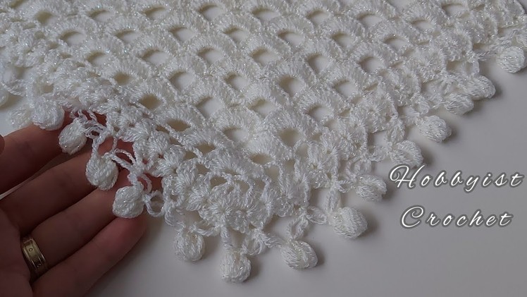 How to Crochet Triangle Shawl. Easy Crochet Knitting Shawl Pattern For Beginners. Crochet Shawl
