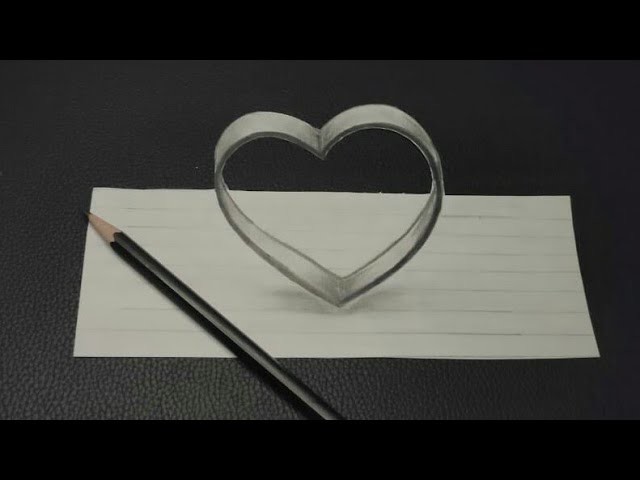How to draw a 3D heart very easy | Amazing drawing - easy way to draw #shorts #art #artist #3dart