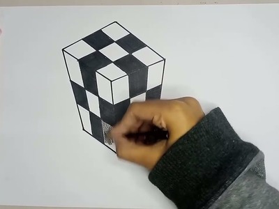 How to draw a 3D realistic cube on plan paper.by 5 Minutes Art.