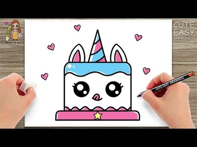 How to Draw a Birthday Cake Easy for Kids || How to Draw a Simple Cute Unicorn Cake