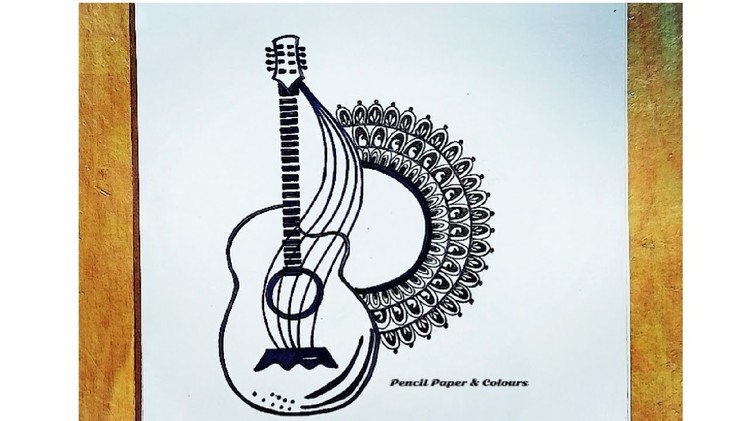 How to draw a guitar ????|| guitar with mandala art|| easy mandala art for beginners#art #drawing