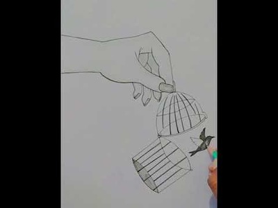 How to draw Bird freedom drawing. Easy drawing.Easy Art Corner