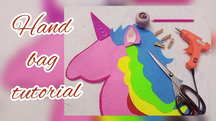 How to make hand bag with felt sheet || hand made bag for Girls || unicorn bag .