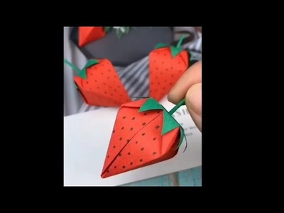 How to make paper strawberry | diy paper strawberry | easy origami | strawberry 3d | #fruits #india