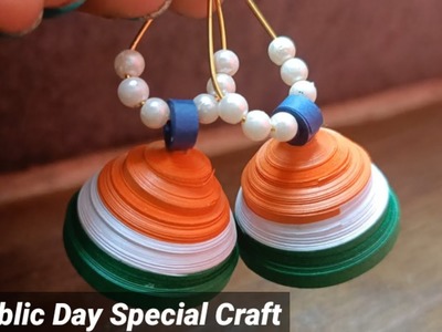 How to make quilling earrings for republic day|diy quilling earrings|republic day special craft|