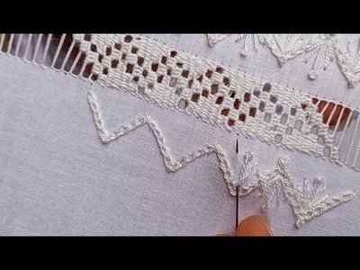 How To Start A Border Embroidery.Tow Ways To Fasten The Thread.Hand Embroidery.Lace Embroidery.2105