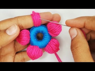 Latest finger hack woolen thread hand embroidery | flower ???? | #woolencraft  #embroidery #flowers