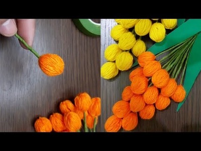 Pom pom Flower Design Ideas |Flower Craft Idea For Home Decorations