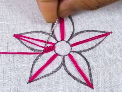 Simple hand embroidery new & super easy buttonhole stitch variation beautiful flower design tutorial