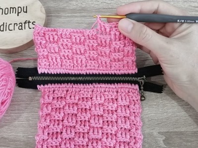 Super Easy Crochet Purse Bag With Zipper​ ????Step by Step ???????? 3D​ Pattern????????????
