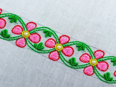 Super Unique Phulkari Border Line Design, Amazing Hand Embroidery Border Line Design for Dress