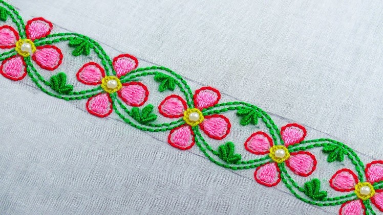 Super Unique Phulkari Border Line Design, Amazing Hand Embroidery Border Line Design for Dress