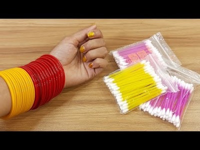 SUPERB HANDMADE WALL HANGING OUT OF OLD BANGLES & COTTON BUDS | DECORATION IDEAS