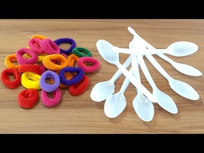 SUPERB HOME DECOR IDEAS USING HAIR RUBBER BAND AND SPOON | DIY CRAFT | BEST OUT OF WASTE