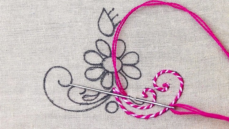 Traditional hand embroidery flower design - very easy flower embroidery pattern for dress designs