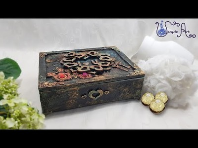 [Upcycle art]DIY Decoupage Vintage Box. Valentine day box.Chocolate box