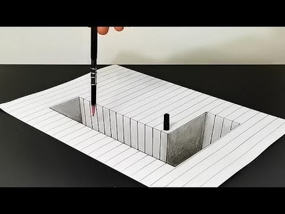 Very Easy!! How to Drawing 3D Floating Letter, 3D Art Draw