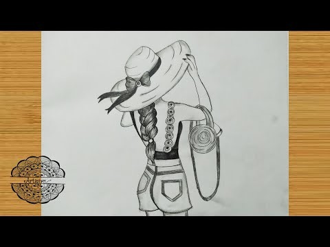 Very Easy way to draw a Girl with hat for beginners - Very Easy Pencil Sketch Drawing