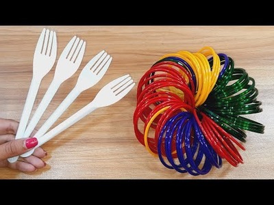WOW !! SUPERB HOME DECOR WALL HANGING USING PLASTIC SPOON AND DIY THINGS | BEST OUT OF WASTE