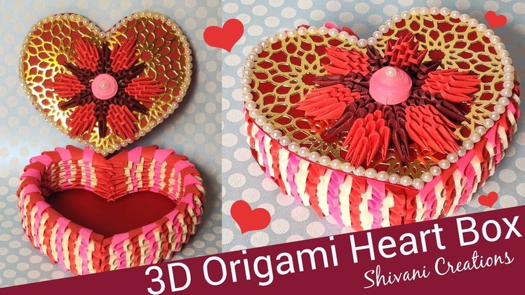 3D Origami Heart Shaped Box. Valentine's Day Gift. Anniversary Gift Ideas